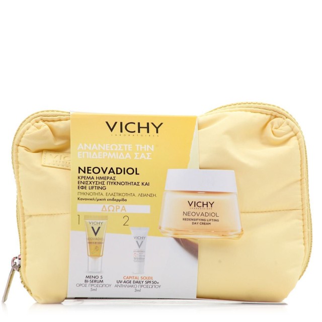 Vichy PROMO Neovadiol Αντιγηραντική Κρέμα Ημέρας 50ml + Meno 5 Bi-Serum 5ml + Capital Soleil SPF50+ 3ml + Τσαντάκι