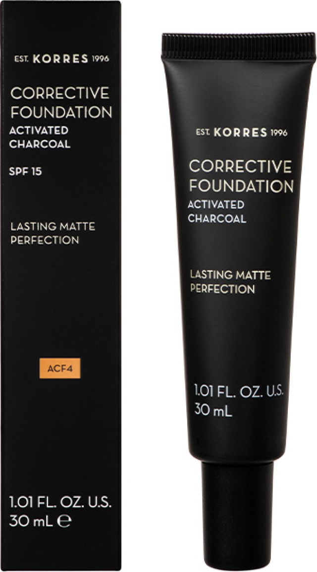 Korres Corrective Foundation SPF15 / Acf4 Διορθωτικό Make Up για Μέτριες Ατέλειες με Ενεργό Άνθρακα, 30ml