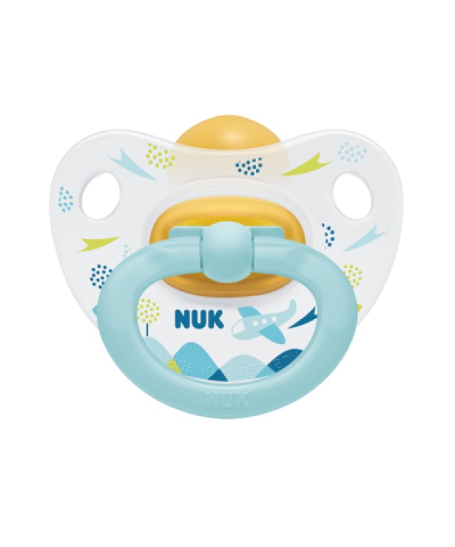 Nuk Happy Kids Ορθοδοντική Πιπίλα με Θηλή από Καουτσούκ με Κρίκο, από 6-18 μηνών (10.734.025)