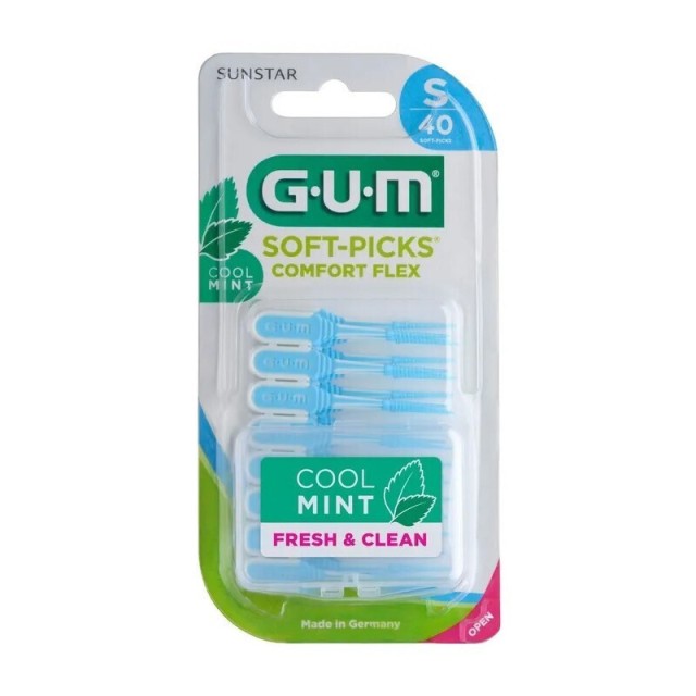 GUM Soft-Picks Comfort Flex Cool Mint 669 Μεσοδόντια Βουρτσάκια με Λαβή Small Γαλάζια 40τμχ