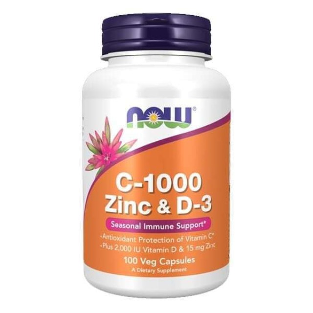 Now Foods C-1000 Zinc & D-3 Βιταμίνη για Ανοσοποιητικό 100 φυτικές κάψουλες