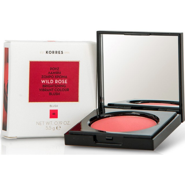  Korres Wild Rose Vibrant Colour Blush No.46 Bright Coral Άγριο Τριαντάφυλλο Ρουζ 5.5gr 