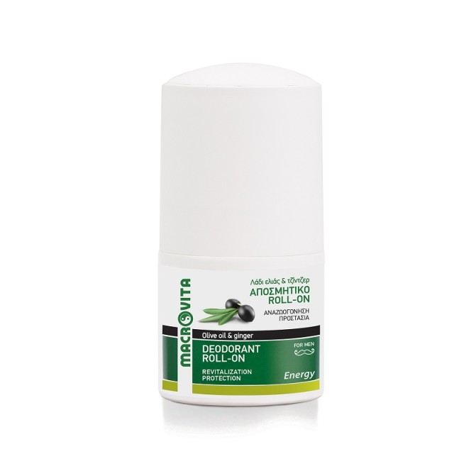 Macrovita Deodorant Roll-on Energy Olive Oil & Ginger Ανδρικό Αποσμητικό Roll-on 50ml