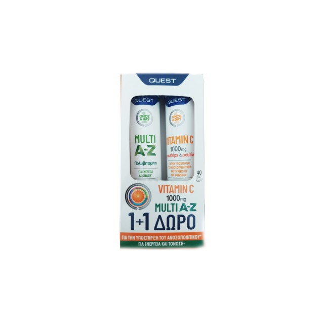 Quest Multi A-Z Πορτοκάλι 20 αναβράζοντα δισκία & Vitamin C 1000mg Πορτοκάλι 20 αναβράζοντα δισκία