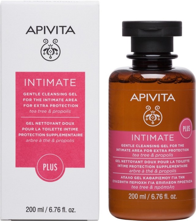 Apivita Intimate  Plus- Απαλό gel καθαρισμού για την ευαίσθητη περιοχή για επιπλέον προστασία με τεϊόδεντρο & πρόπολη 200ml