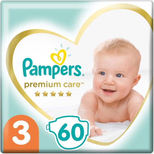 Pampers Premium Care New Baby Midi No3 60 Τεμάχια