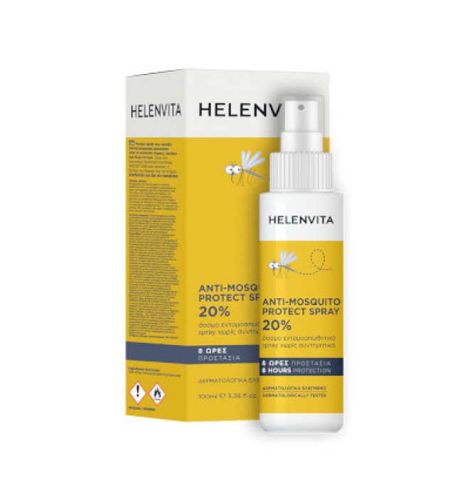 Helenvita Anti-Mosquito Protect Spray 20%, Άοσμο Εντομοαπωθητικό Σπρέι 100ml.