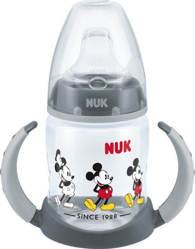 Nuk First Choice Mickey Mouse Μπιμπερό Εκπαίδευσης με Ρύγχος Σιλικόνης 6-18m σε Γκρι Χρώμα, 150ml