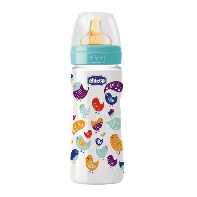 Chicco Mπιμπερό Well Being 0 BPA 330ml με Θηλή Καουτσούκ & με ροή φαγητού