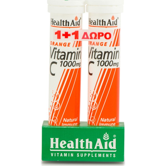 Health Aid Vitamin C 1000mg Orange Συμπλήρωμα Διατροφής 20 Tabs 1+1 Δώρο