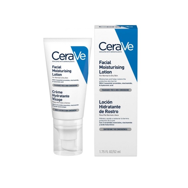 Cerave Facial Moisturizing Lotion Ενυδατική Κρέμα Προσώπου για Κανονικές/Ξηρές Επιδερμίδες, 52ml