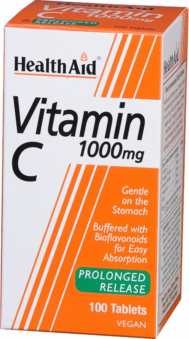 Health Aid Vegan Vitamin C 1000mg with Bioflavonoids Prolonged Release Βιταμίνη C Βραδείας Αποδέσμευσης με Βιοφλαβονοειδή, 100tabs