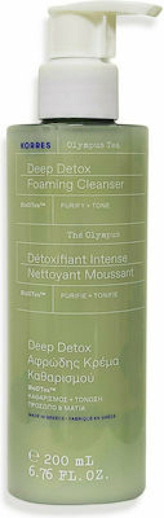 Korres Deep Detox Foaming Cleanser-Αφρώδης Κρέμα Καθαρισμού με Τσάι του Βουνού, 200ml