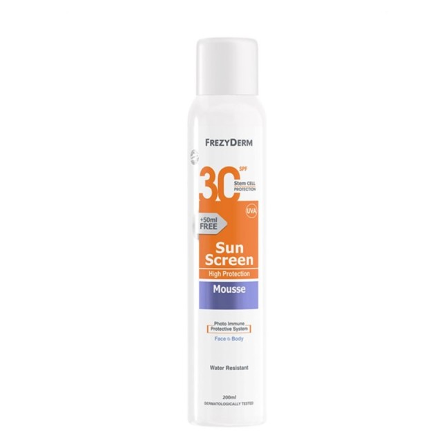 Frezyderm Sunscreen Mousse Αντηλιακός Αφρός Προσώπου Σώματος SPF30  200ml