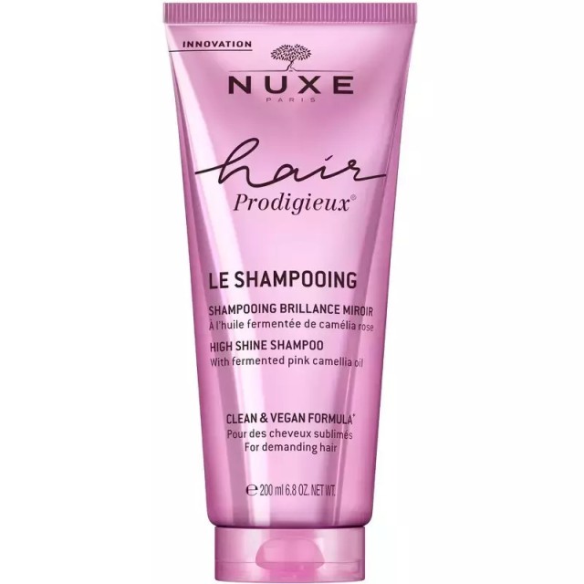 Nuxe Hair Prodigieux High Shine Shampoo Απαλό Αρωματικό Σαμπουάν με Εκχύλισμα Ροζ Καμέλιας για Θρέψη & Λάμψη 200ml