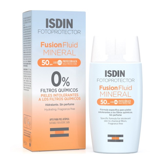 Isdin Fusion Fluid Mineral SPF50 Αντηλιακό Προσώπου με Φυσικά Φίλτρα 50ml