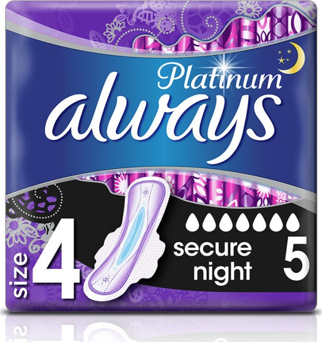 Always Platinum Secure Night No4, Σερβιέτες Με Φτερά 5 τμχ